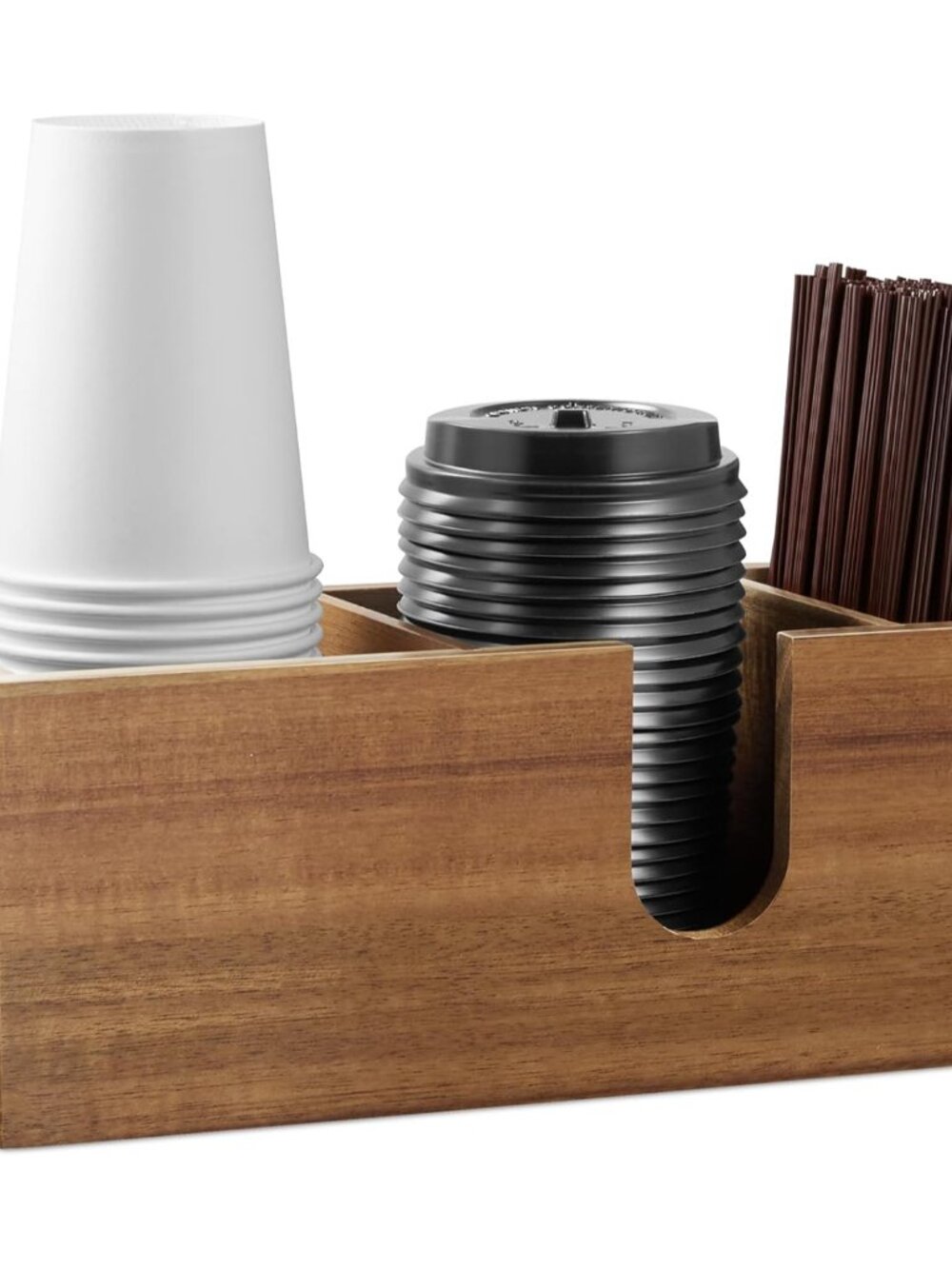 Acacia Wood Coffee Cup Holder for Countertop - Wood Coffee Bar Accessories and O